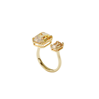swarovski millenia cocktail ring  square cut crystals  yellow  gold tone plated
